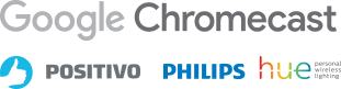 Google Chromecas, Positivo e Philips hue.
