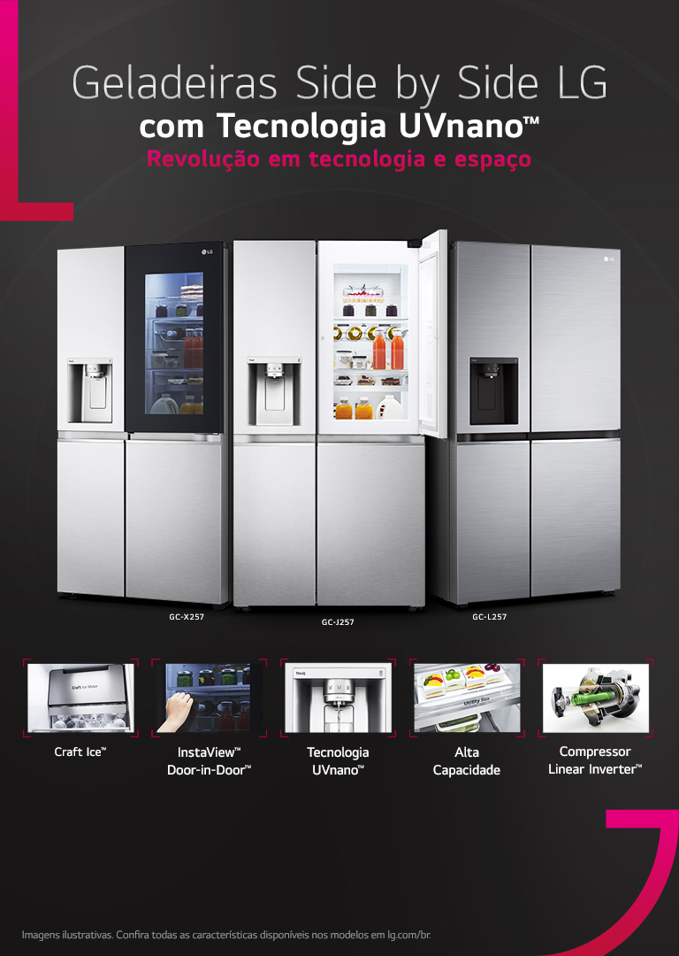 Refrigerador Side by Side LG de 02 Portas Frost Free com 611 Refrigerador Side by Side LG de 02 Portas Frost Free com 611