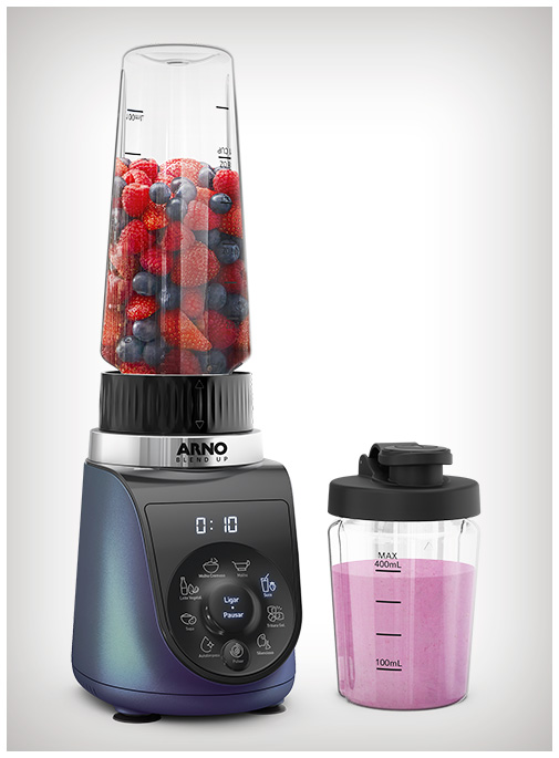 Acompanha 2 garrafas de Tritan inquebráveis** (500ml e 1L): ideais para transporte e consumo direto.