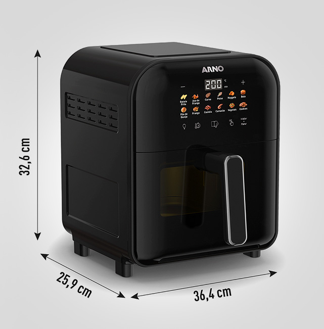 Grande por dentro, com o tamanho ideal por fora. Altura 32,6cm. Largura 36,4cm. Profundidade 25,9cm.