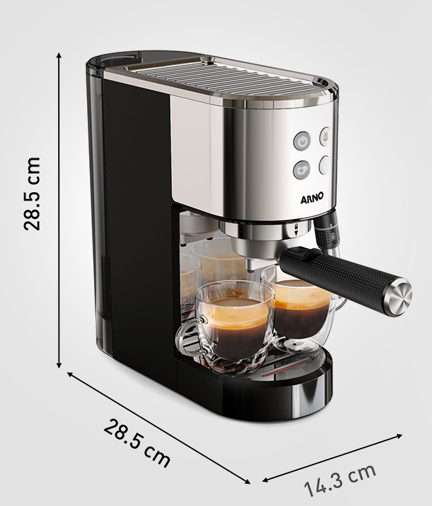 Cafeteira Espresso Arno Steam & Pump Virtuoso+. Design compacto e acabamento premium