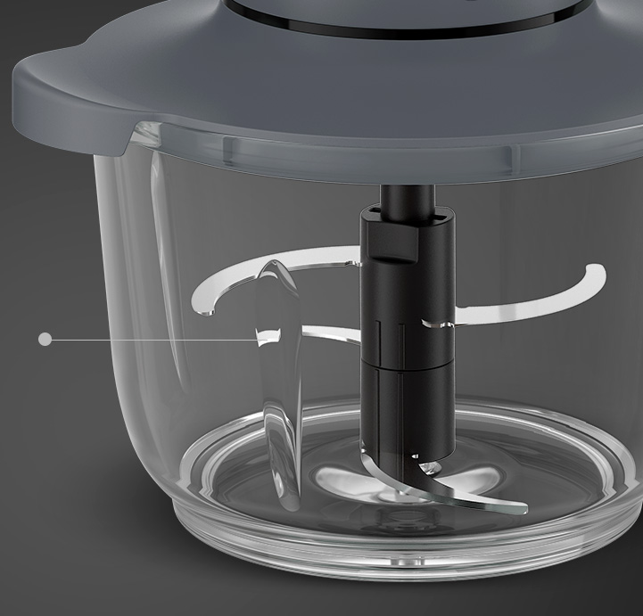 4 lâminas afiadas de aço inox. Cortes precisos e homogêneos com menos esforço.