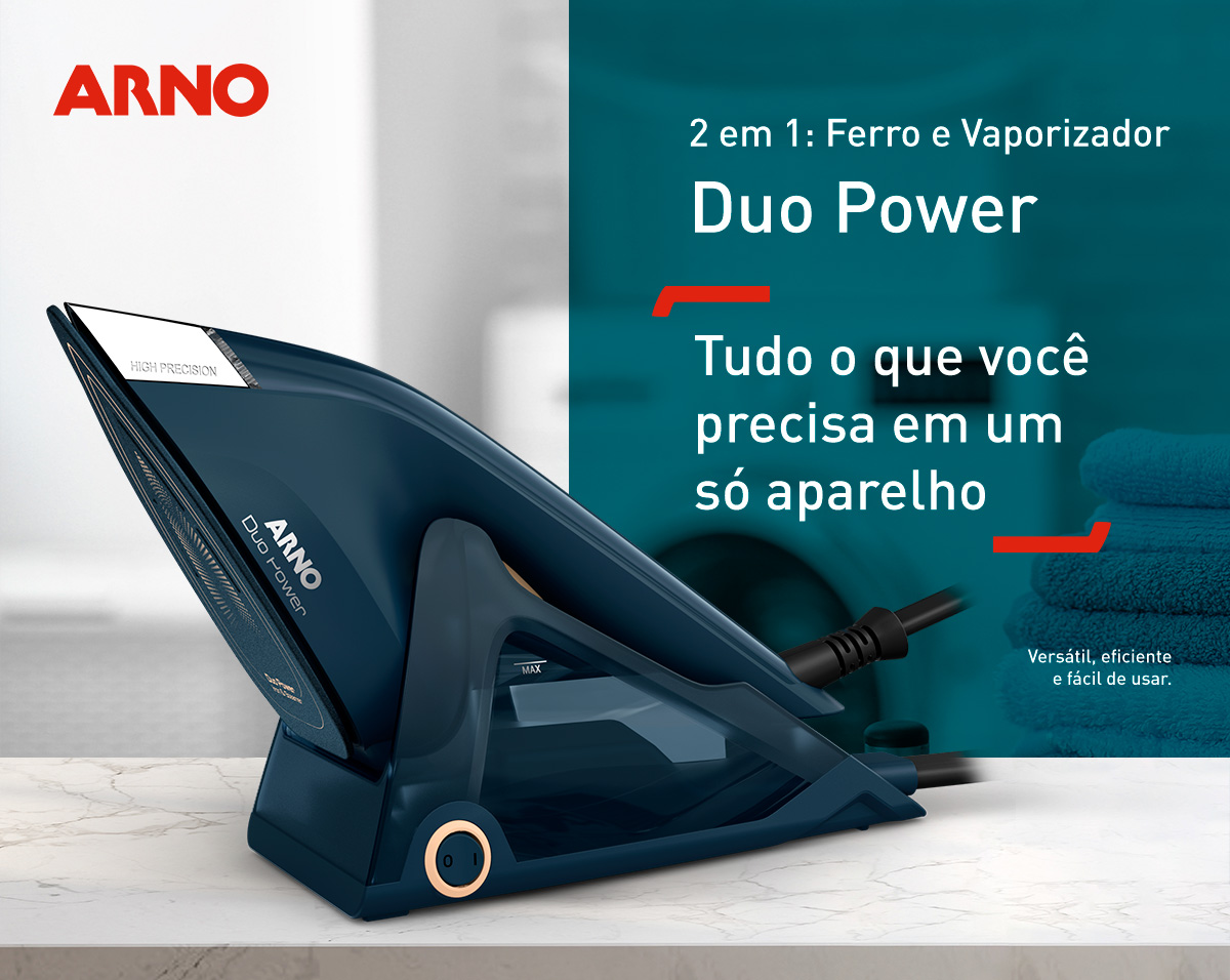 2 em 1: Ferro e Vaporizador Duo Power. Tudo o que você precisa em um só aparelho. Versátil, eficiente e fácil de usar.