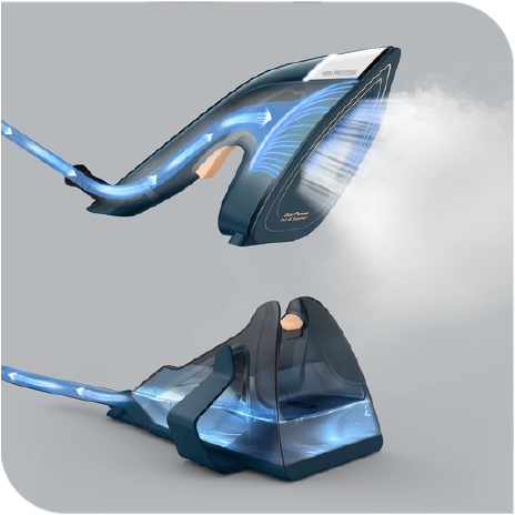 Desamassa até os tecidos mais difíceis. Desempenho melhorado com um jato de vapor extra-potente de 120g/min que suaviza as rugas dos tecidos grossos e elimina os vincos teimosos com total facilidade.