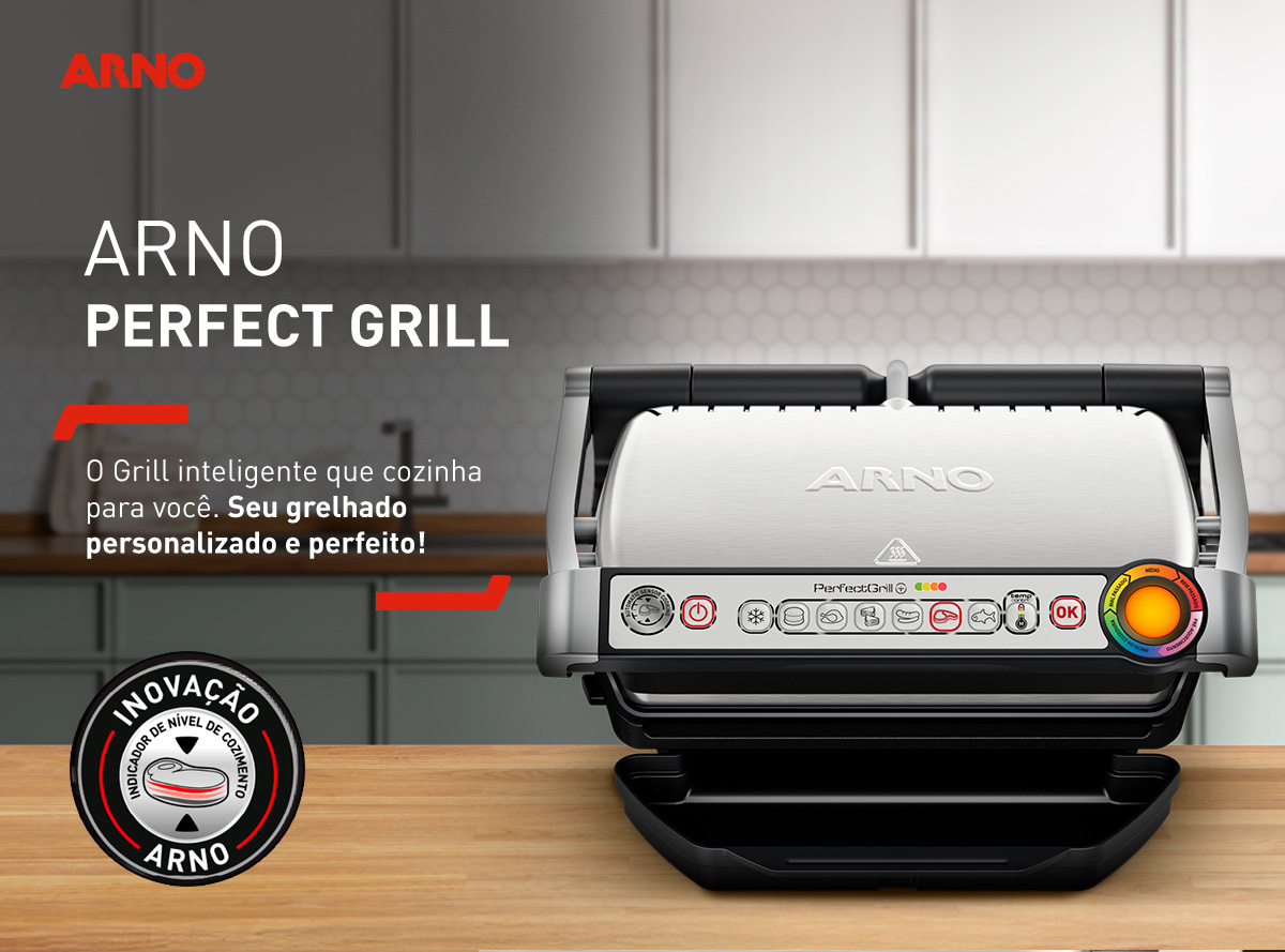 O Grill inteligente que cozinha para você. Seu grelhado personalizado e perfeito!