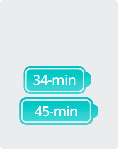 Baterias com 34 min e outra de 45 min de duração