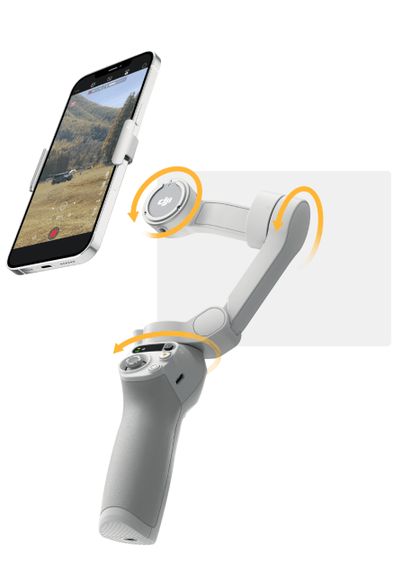 Foto demonstrando as principais características do DJI Osmo Mobile SE