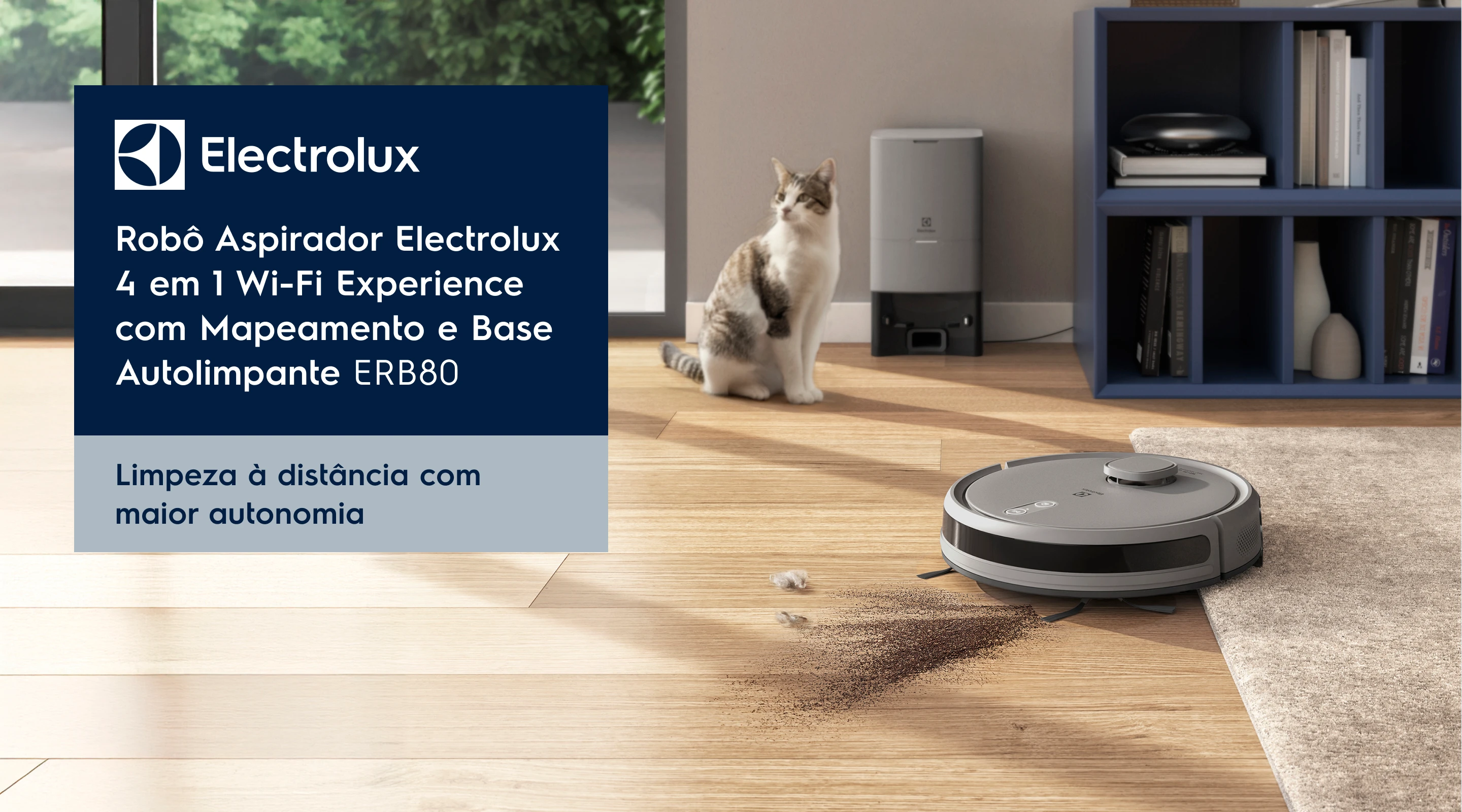 Robô Aspirador Electrolux 4 em 1 Wi-Fi Experience com Mapeamento ERB61. Limpeza que alcança todos os cantos da sua casa