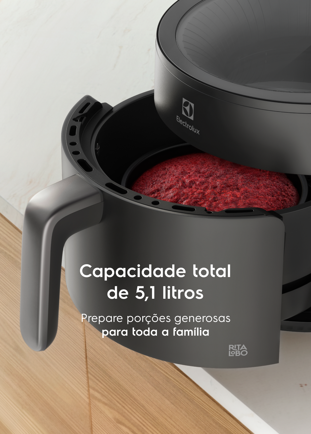 Air Fryer Electrolux por Rita Lobo com 5,1L e Visor Cinza Expert