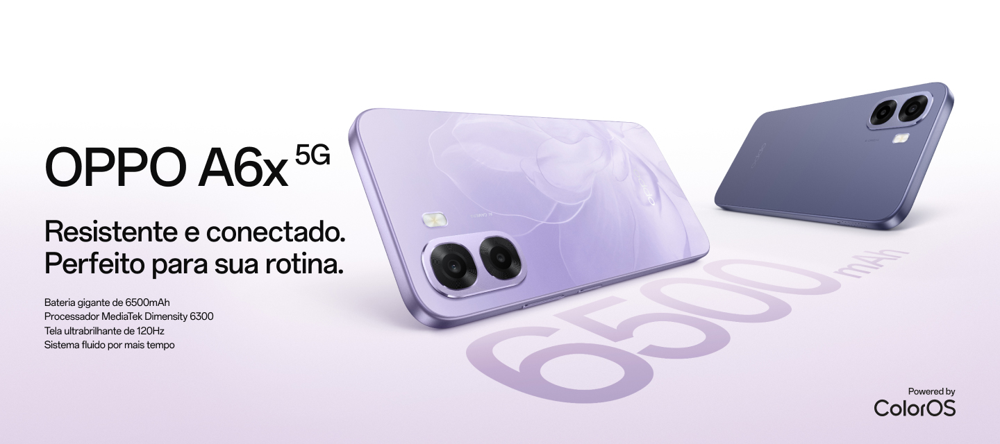 Celular OPPO A6X 5G Roxo, 256GB, 4GB RAM e Câmera Dupla de 50MP +