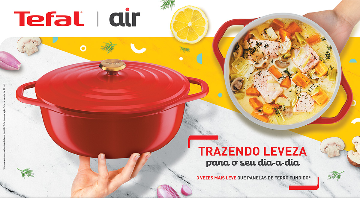 Trazendo leveza para o seu dia-a-dia. 3 Vezes mais leve que panelas de ferro fundido*.