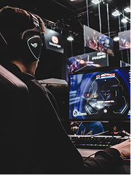 Pai gamer em um setup de jogos